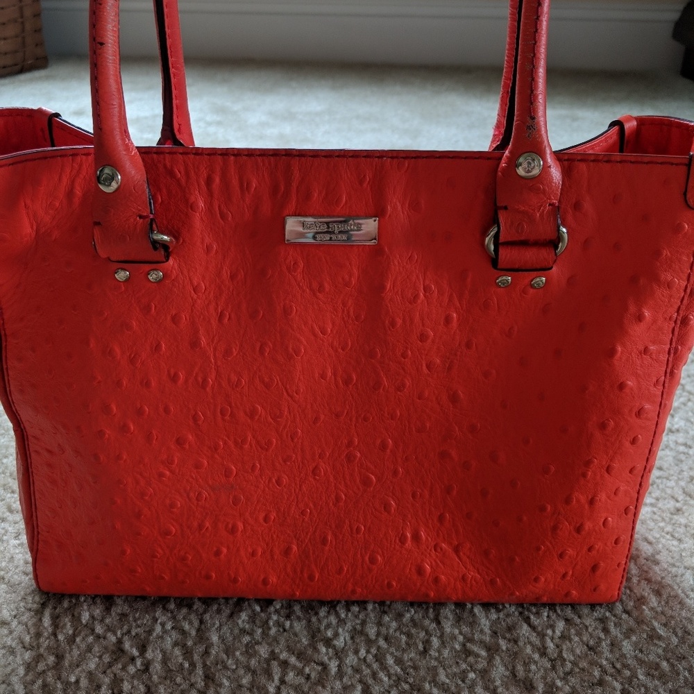 Kate Spade ostrich print orange purse